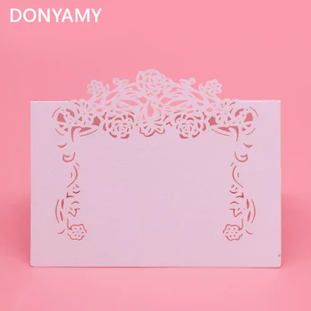 

100pcs/lot Cut-out skeleton Flowers Wedding Birthday Party Table Name Wine Food Guest Seats Place Cards Favor Decoration