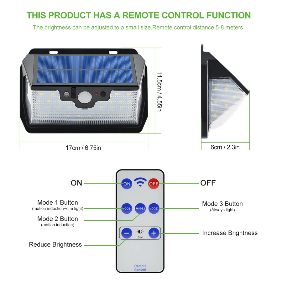 800LM 55LED солнечный светильник наружный охранный светильник ing солнечная настенная лампа для сада во дворе usb зарядка с дистанционным управлением 3 режима