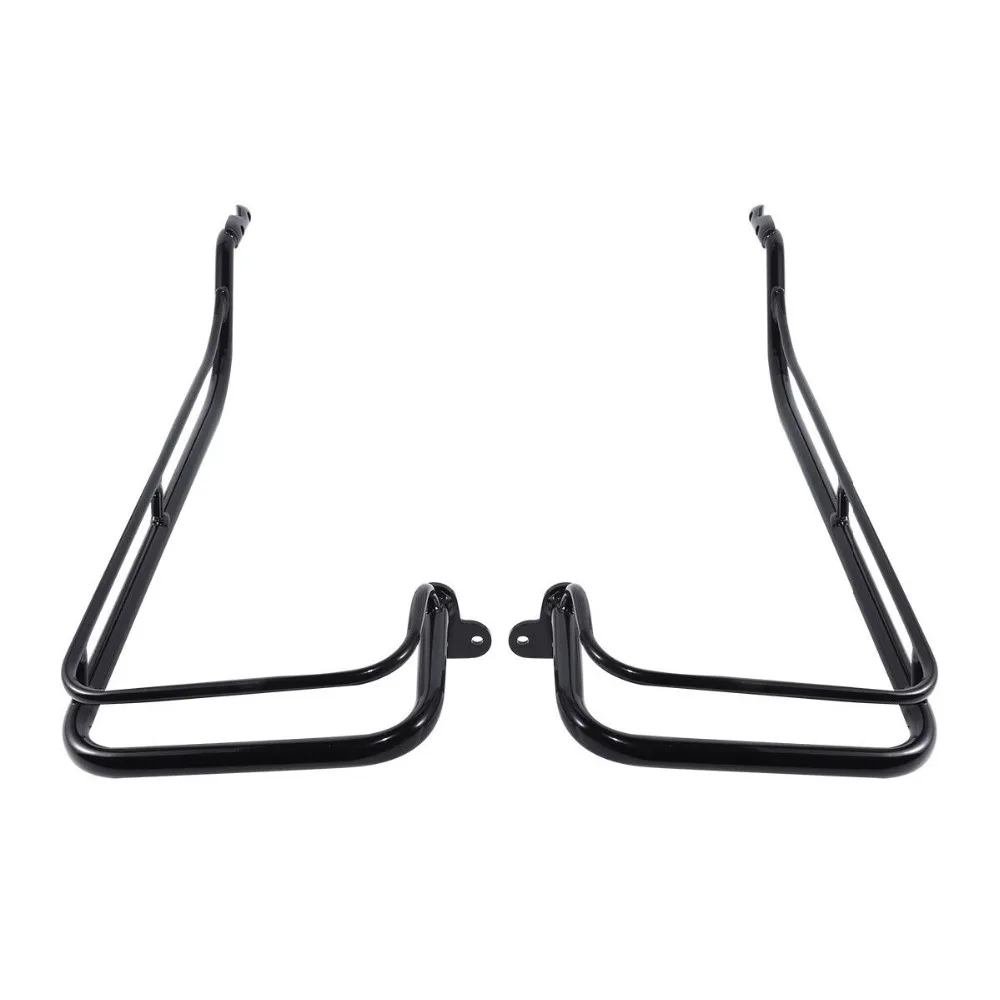 

Pair Black Iron Rear Saddlebag Guard Twin Rail Support Fit For Harley Touring Models Road King Glide 09-13 2010