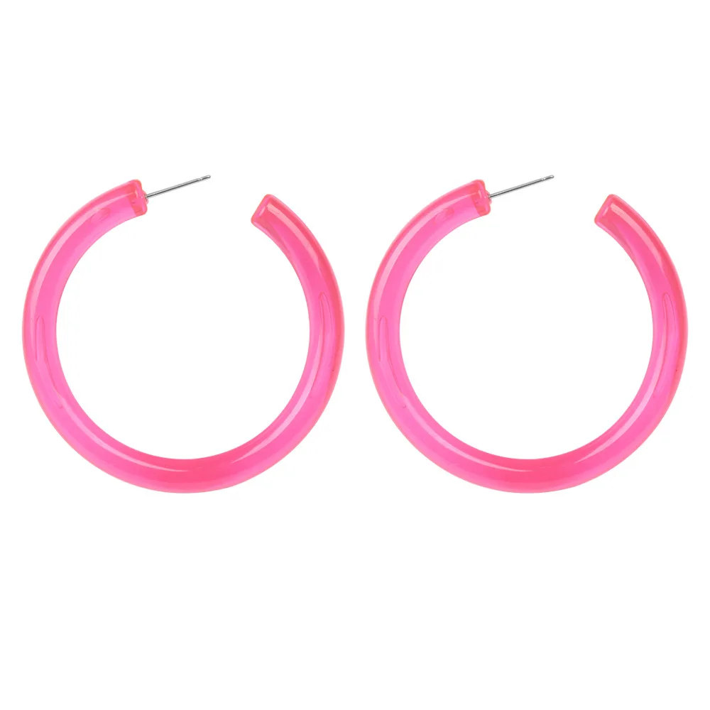 

Circle Neon earrings for women holiday round acrylic big hoop earring 2019 large summer earings girl statement jewellery trendy