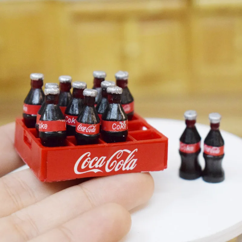 100Pcs Dollhouse Miniature 1:6 Variety Flavors Glass Bottles of Coke Drink 
