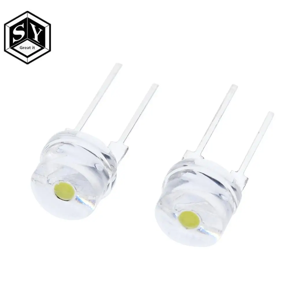 10PCS Green 0.5W 8mm Straw Hat High-power Green LED Leds Light Lamp StrawHat NEU