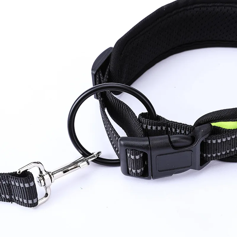 Dog traction collar collar suit large dog medium-sized neck collar golden hair small neck kennel traction rope Reflection PU