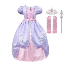 MUABABY девушки София платье детей короткий рукав Делюкс София принцесса костюм Дети Хэллоуин косплей фантазии вечерние платья