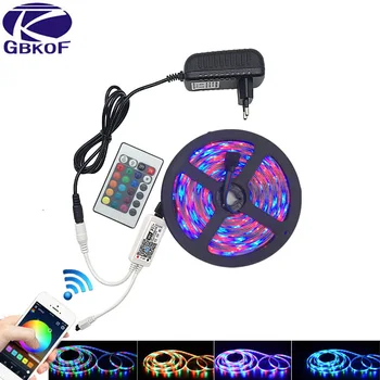 

DC 12V RGB LED Strip Waterproof tira Led Light rgb diode Tape Ribbon 5M 10M 15M ledstrip neon tape+WiFi Controller+Power adapter