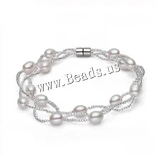 Дизайн 6-7 мм натуральный пресноводный жемчужный браслет из стерлингового серебра 925 пробы ювелирные изделия с пряжкой ювелирные изделия из жемчуга