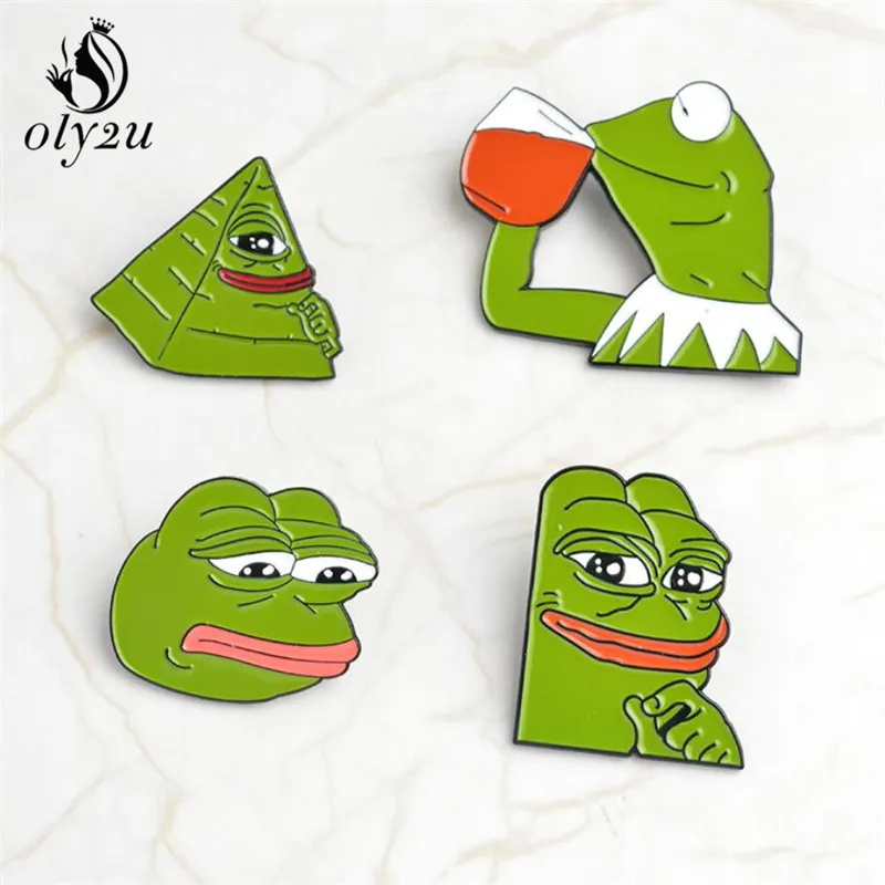 

Oly2u Cute kpop Accessories Vintage Brooch Metal Pin Frog Cartoon Figures Lapel Pins and Brooches For Clothes Pin Badge
