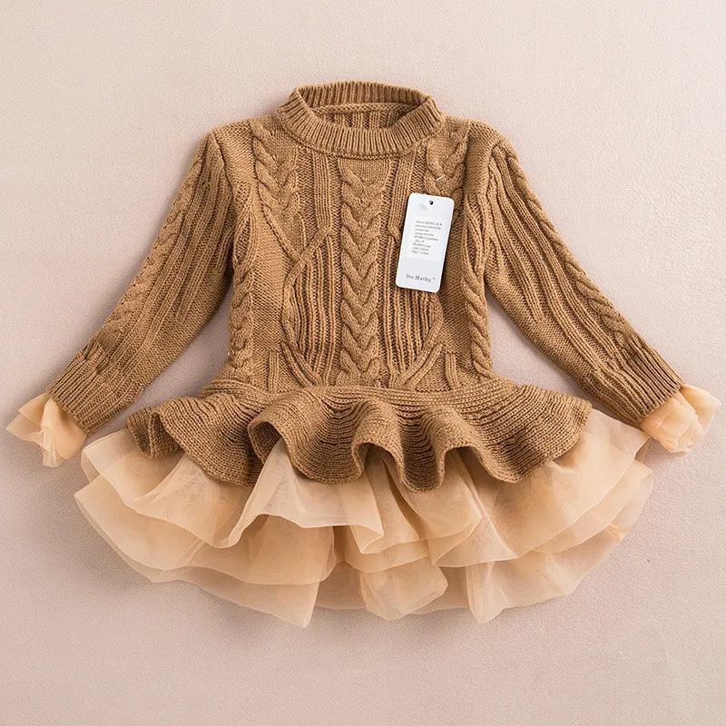 2018 Autumn Winter New Infant Baby Girls Knitted Sweater Dress Kids Fashion Birthday Dress Children Toddler Clothes Outfits
