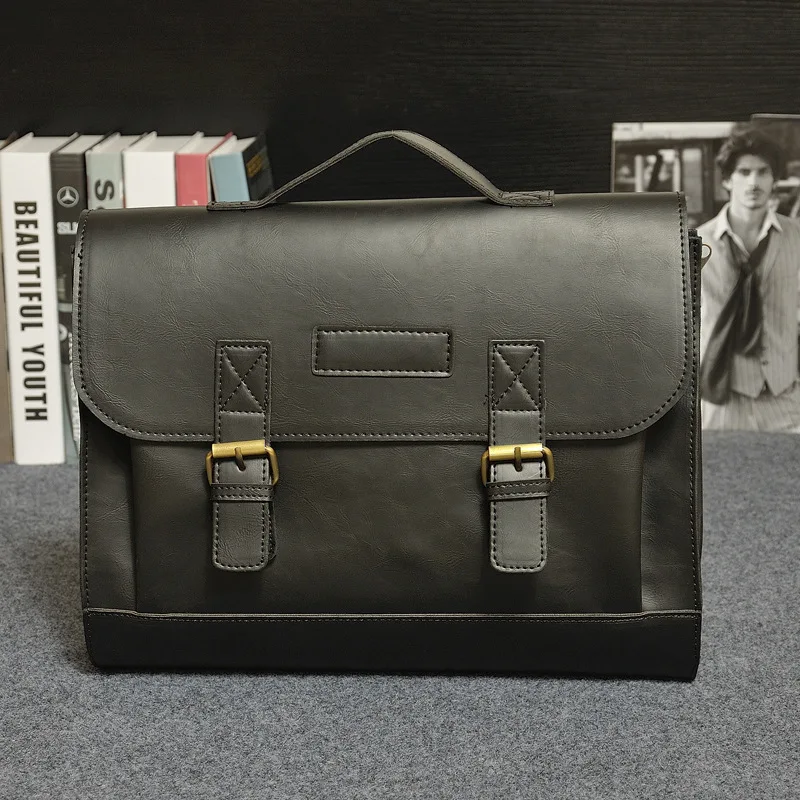 

Men's Briefcase Handbag Crazy Horse Pu Leather Messenger Travel Bag Business Men Tote Bags Man Casual Crossbody Brie