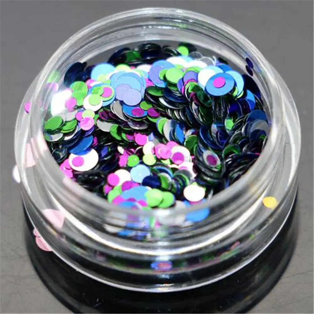 

Nail Art Glitter Round Shapes Confetti Sequin Acrylic Tips Gel Style Metal Wheel 1Box Fashion New Hot