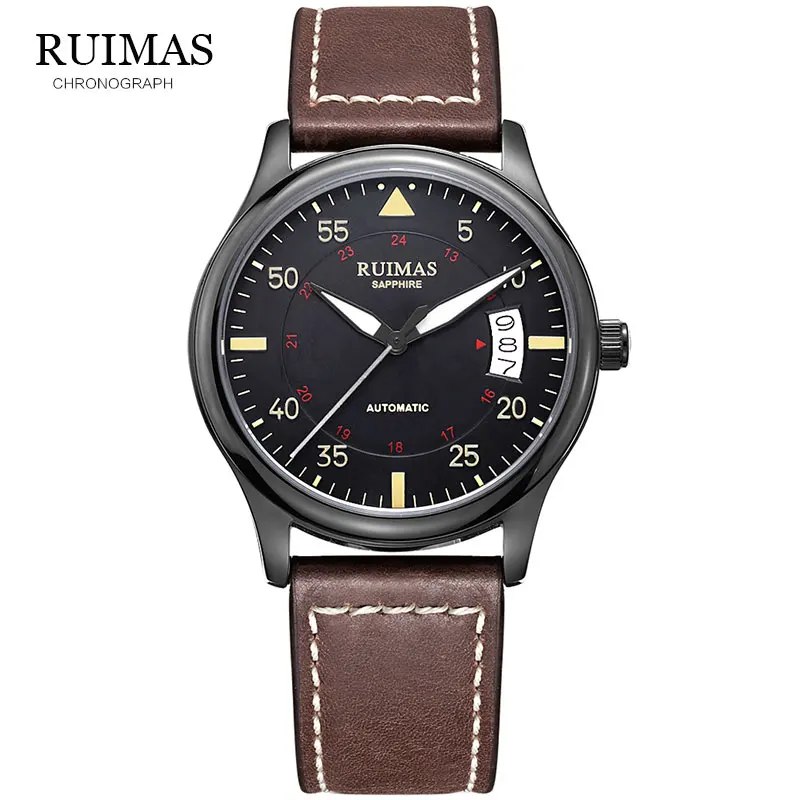 RUIMAS أعلى العلامة التجارية تصميم الأزياء 4 الأيدي الفاخرة الرجال ساعات جلدية حزام الفولاذ المقاوم للصدأ مدي التلقائي الميكانيكية ووتش 2019 RUIMAS أعلى العلامة التجارية تصميم الأزياء 4 الأيدي الفاخرة الرجال ساعات جلدية حزام الفولاذ المقاوم للصدأ مدي التلقائي الميكانيكية ووتش 2019