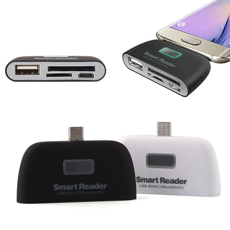 Новый 4 в 1 OTG/TF/SD smart card reader адаптер Micro USB зарядка прочный Порты и разъёмы #83907