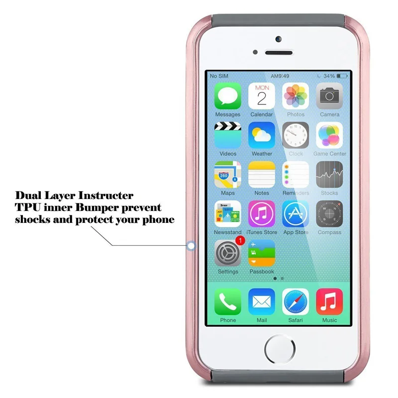 Для Apple Iphone 5/5s/Se Случае Двойной Слой Ultra Slim Обложка Прочный Гибридный Амортизация