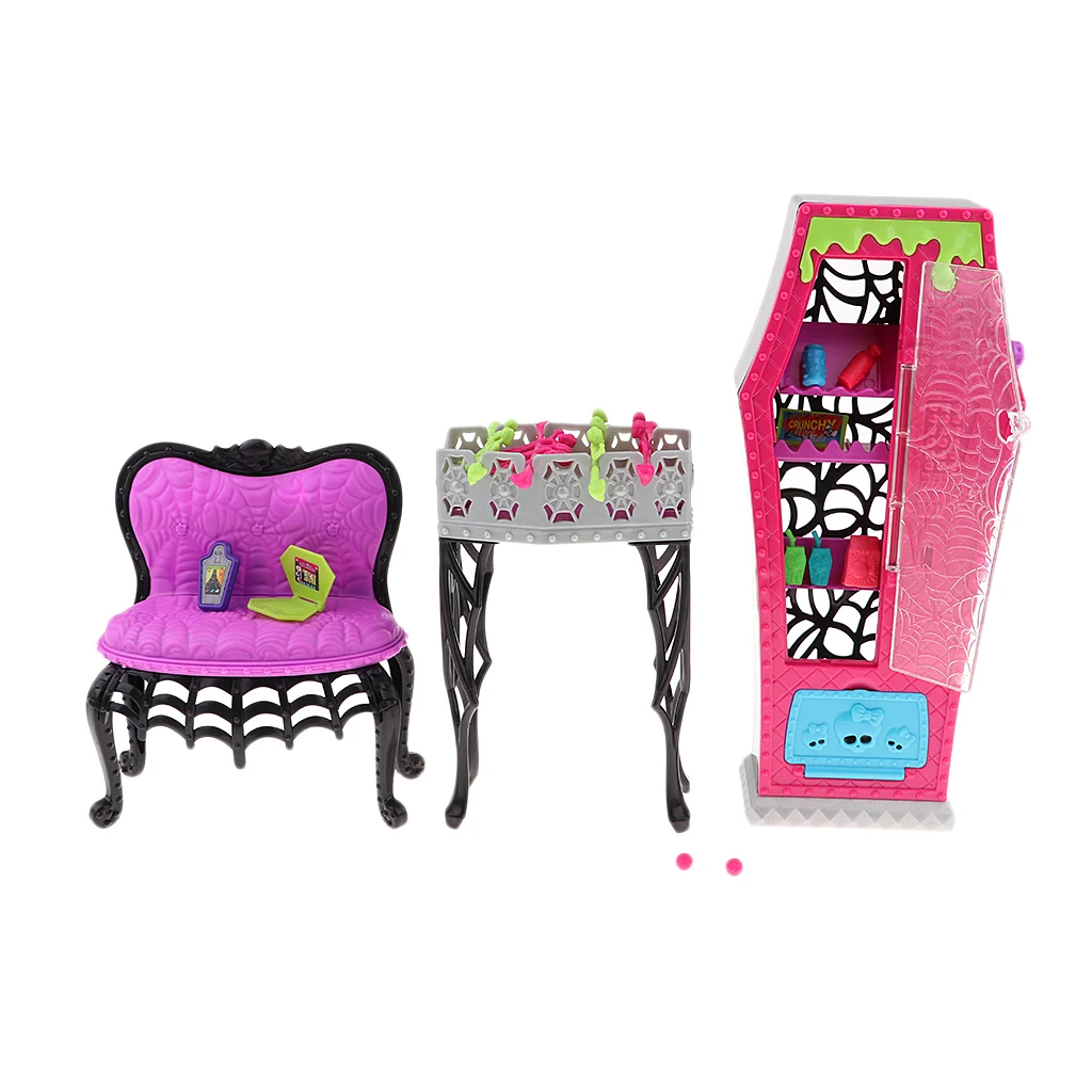 Funny Game Room Lounge Billiard Rack Playset for Monster High Doll Accessories Pink