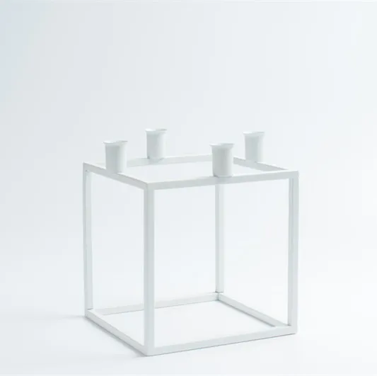 

Matching Stick Candle Home Wedding Decoration Accessory Square Black and White Cuboid Tabletop Candle Stand Iron Candle Holder