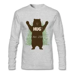 Уникальный Для мужчин создать рубашка bear hug Классический Забавный мультфильм Футболки для девочек с длинными рукавами и круглым вырезом