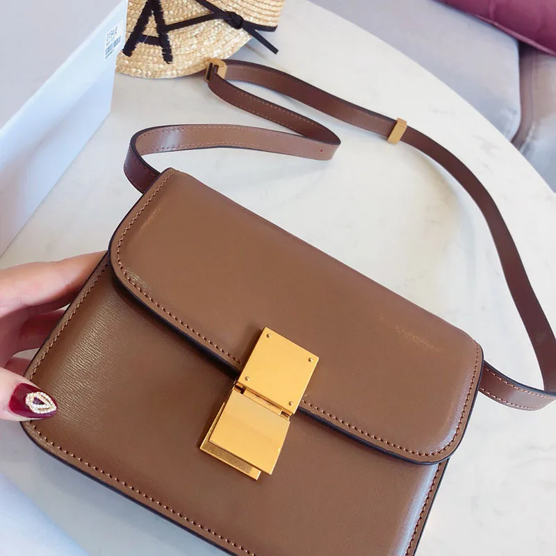 

2019 Original Genuine Leather Tofu Women Bag Luxury Design Handbag Famous Brand Casual Fashion Shoulder Belt Bag High Quali
