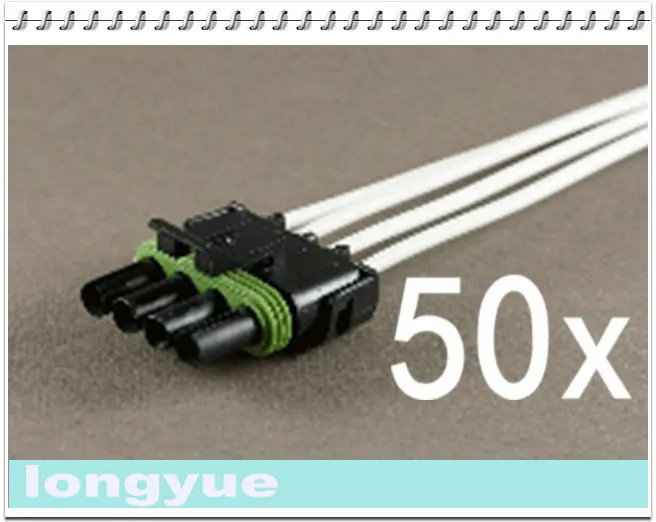 Longyue 50 шт. 4-Way плоский женский comnector свинья хвост Погодный пакет провода жгуты 25 см провода