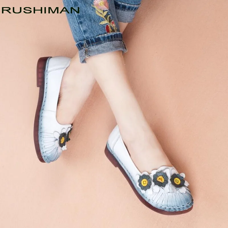 

2018 Autumn NEW Fashion Loafers Genuine Leather Flat shoes Casual Driving Shoes Women Flats literary artistic Lady Shoes