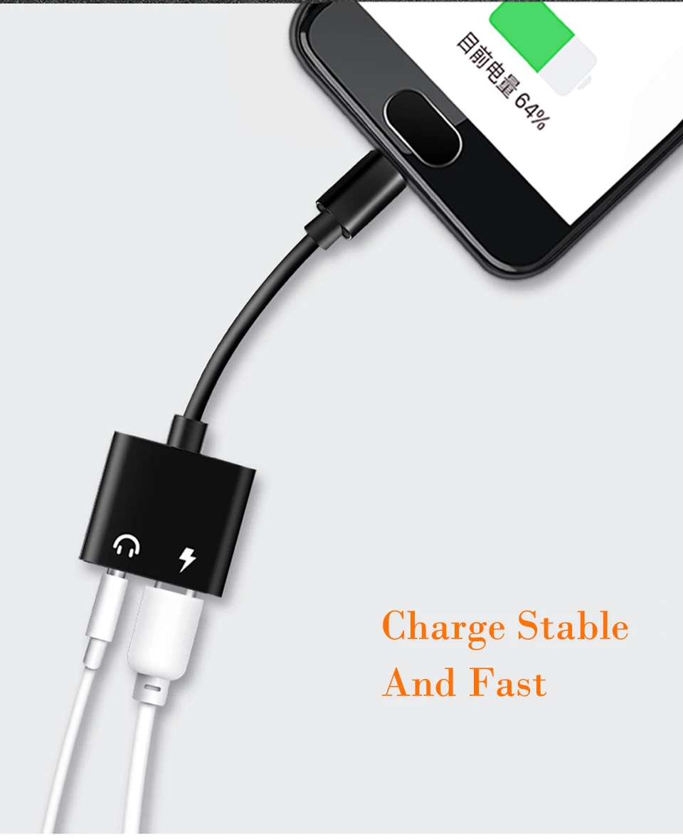 2in1 Type-c Cables For iPhone 7 8 Plus X Charging adapter Charger Splitter For Lightning Headphone Earphone  Audio Cable Adapter (3)