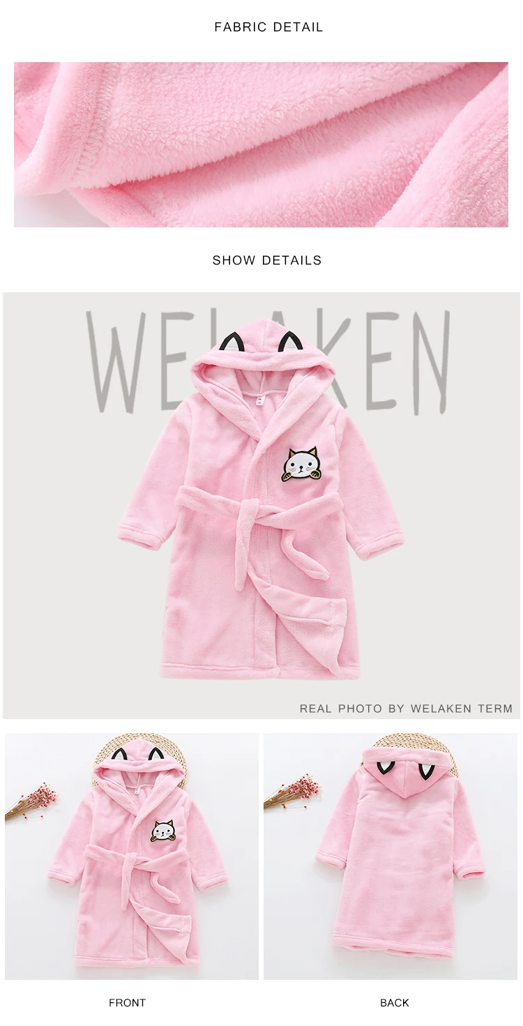 WeLaken; Новинка года; Лидер продаж; детские халаты с милым рисунком кота; детские пижамы для мальчиков и девочек; хлопковая фланелевая одежда для сна с капюшоном для малышей; банные халаты
