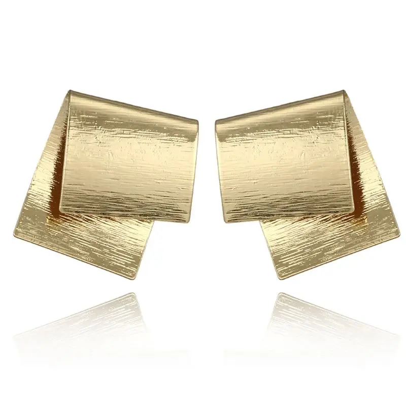 

1 Pair Unique Stud Earrings Minimalist Folded Block Irregular Geometric Earrings
