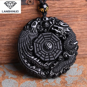 

Natural Obsidian pendant necklace wholesale supply of male and female Obsidian Dragon Necklace Pendant Jewelry Made in China