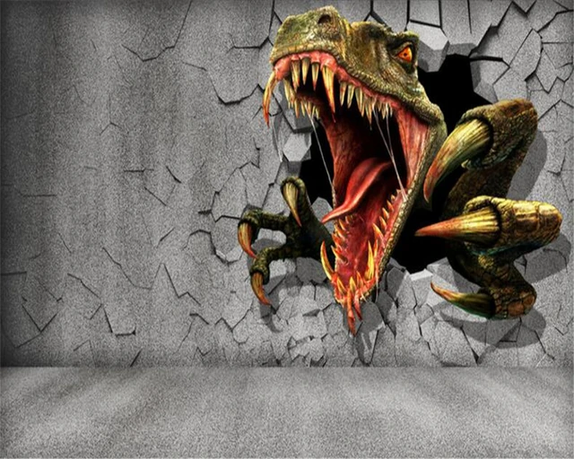 Beibehang 3D Wallpaper 3D ladrillo Residual pared Jurásico dinosaurio