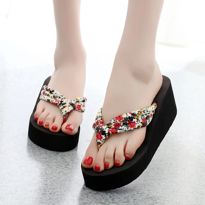 

2018 New Summer Women Flip Flops Slippers High Heel Platform Wedge Thick Beach Casual Thong Sandals Shoes WML99