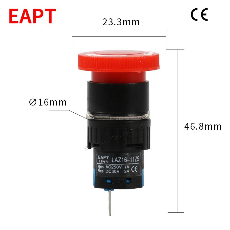 16mm emergency stop button switch maintained push button switch 1NO1NC self lock fix latching 3