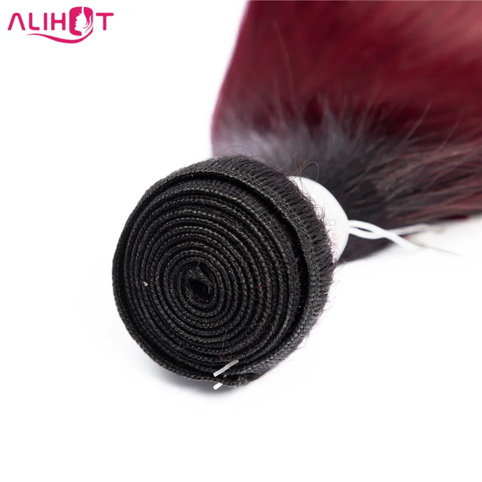 Ali Hot Burgundy Bundles With Closure Two Tone 1B/99J Red 3 Bundles With Closure Brazilian Straight Hair Bundles With Closure Ali Hot Burgundy Bundles With Closure Two Tone 1B/99J Red 3 Bundles With Closure Brazilian Straight Hair Bundles With Closure