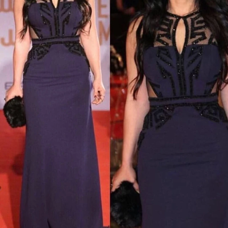 Ever pretty Chiffon A-Line evening dresses Long 2019 Black Crystals Beaded Formal dress Party Evening gown vestido de noche