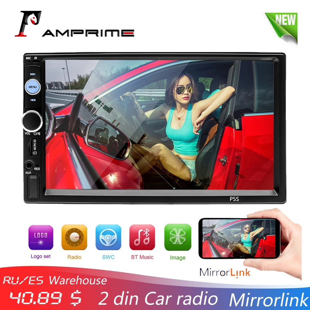 

AMPrime 2din Car Radio 7" Android Car Multimedia Player Touch Mirrorlink 2din Autoradio Bluetooth Rear View Camera Tape recorder