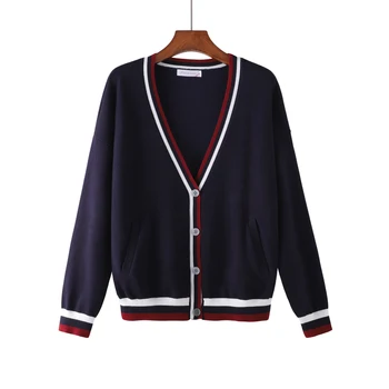 

College lazy sweaters Colour stripes 2018 New loose knit BF Knitting jackets Women's Tide