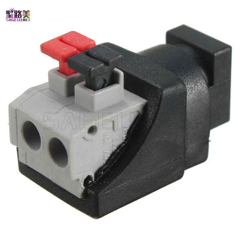 

10pcs DC Connector 5.5*2.1mm Male Female to Power Adapter For 5050 3528 Single Color Led strip Pressed Connected No Screws DC12V