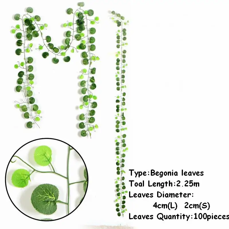 1pc Long Artificial Fake Hanging Vine Plant Leaves Garland Home Garden Wall Decoration Wedding Decor Party Supplies - Цвет: 3