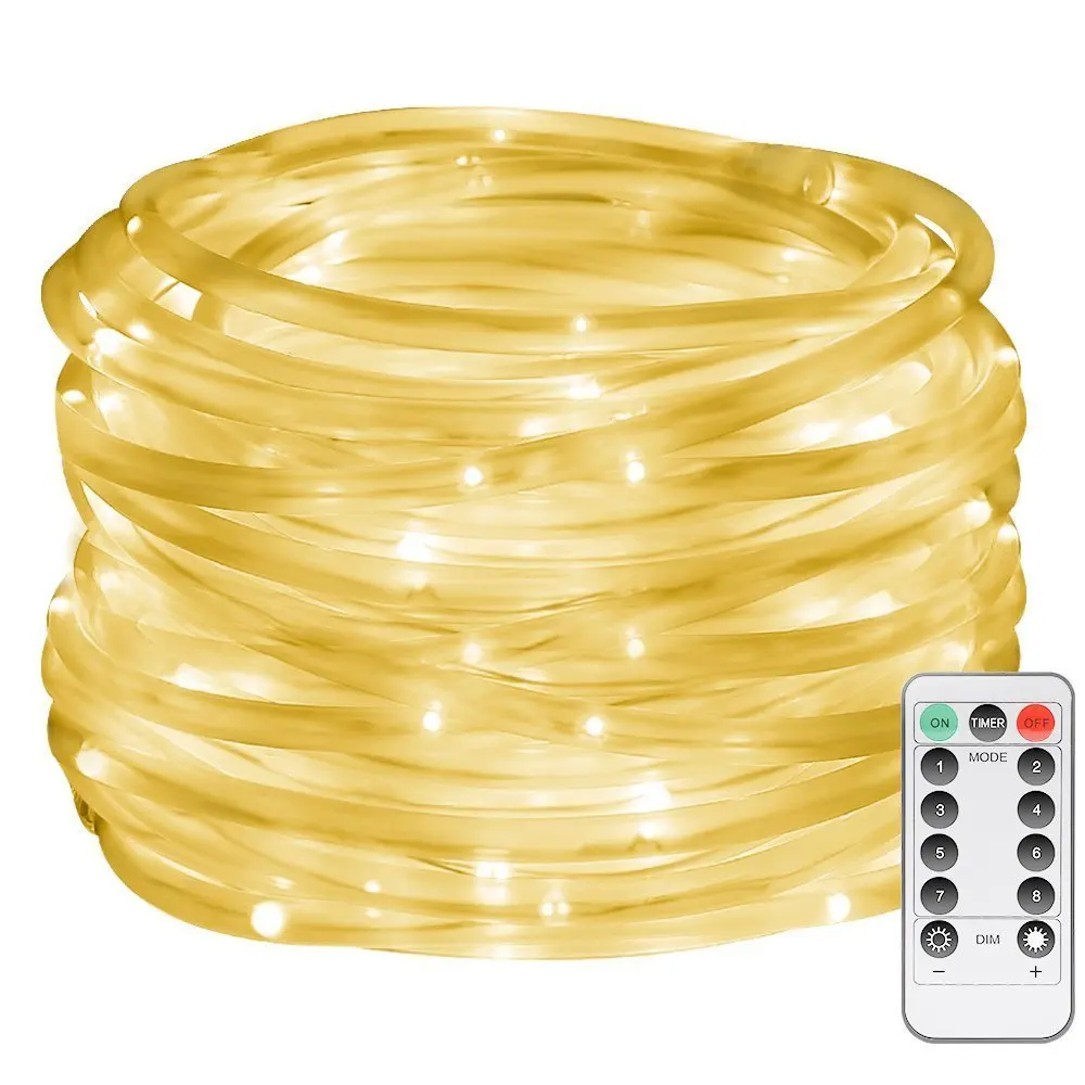 LED Dimmable Rope Lights, 6m 60 LEDs Waterproof 8 Modes, Battery
