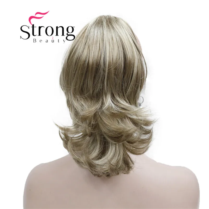 Pаспродажа StrongBeauty, 12 дюймов, двойное использование, волнистый стиль, зажим в коготь, конский хвост, наращивание волос, блонд, синтетические волосы с заж...