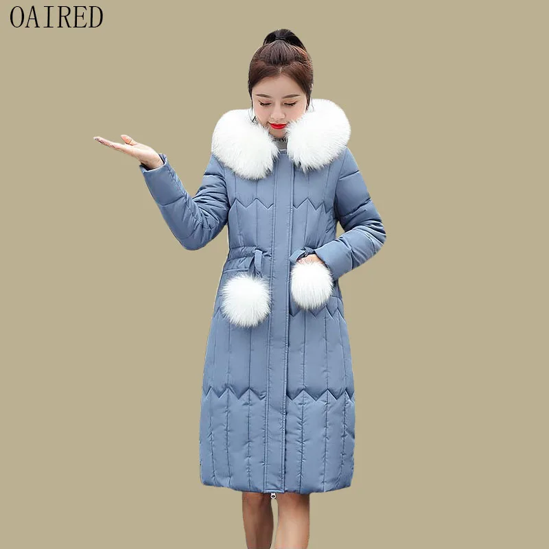 Best Large Fur collar Winter Pakra Women 2019 New Winter Coat Women Pakras Long Slim Thickening Warm Female Jackets Coats Black