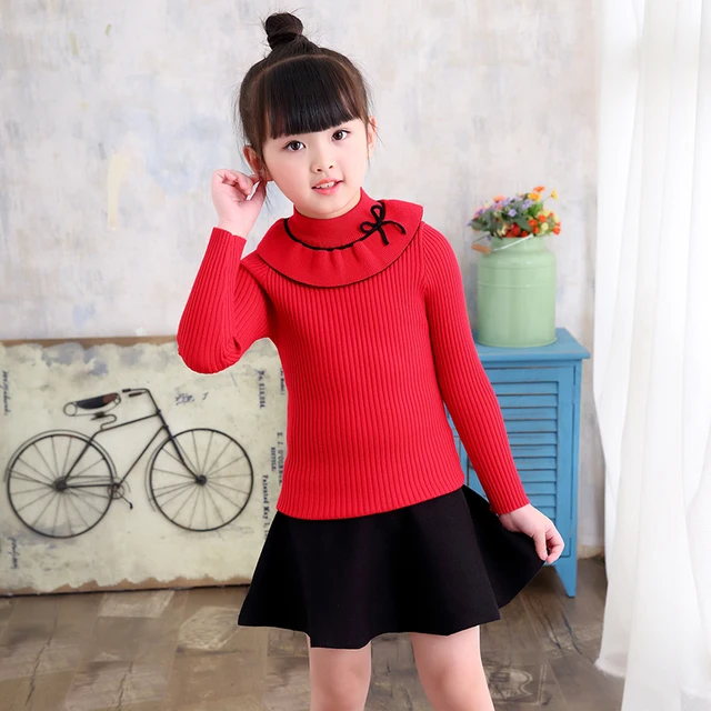 High Quality 4 14T Girls Sweater Long Sleeve Soft Cotton Sweaters