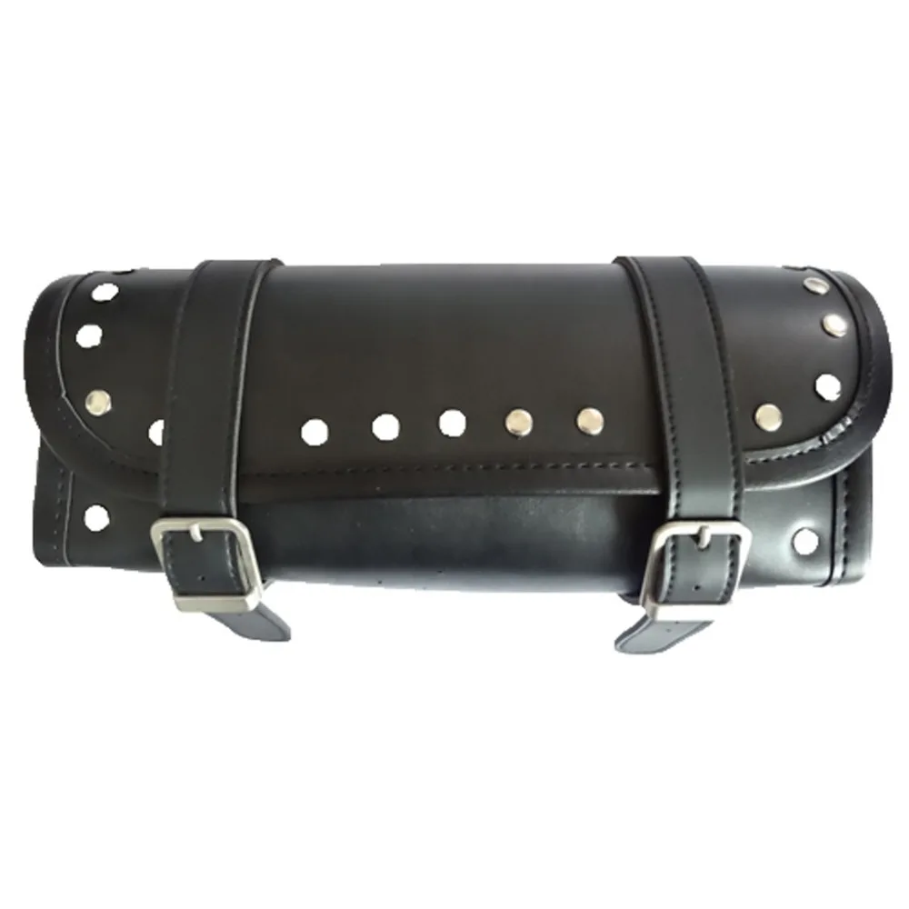 BLACK SQUARE FORK MOUNT MOTORCYCLE TOOL FORK BAG GEAR POUCH STUDS