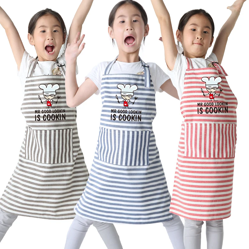 

Kindergarten children cartoon apron painting clothes baking activities apron kids chef hat set early education