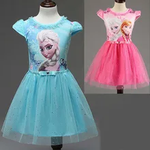 2016 Summer children’s clothing girls dresses elsa princess dress for girl infant kids costume party baby snow Queen clothes