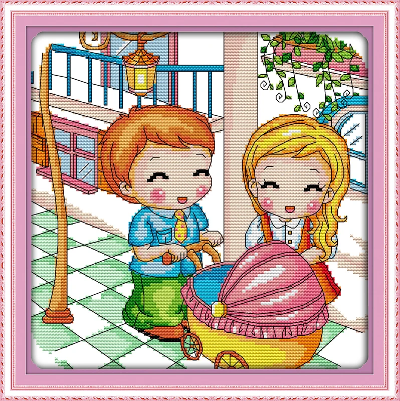 

Our family counted printed on fabric DMC 14CT 11CT Cross Stitch kitsembroidery needlework Sets Home Decor