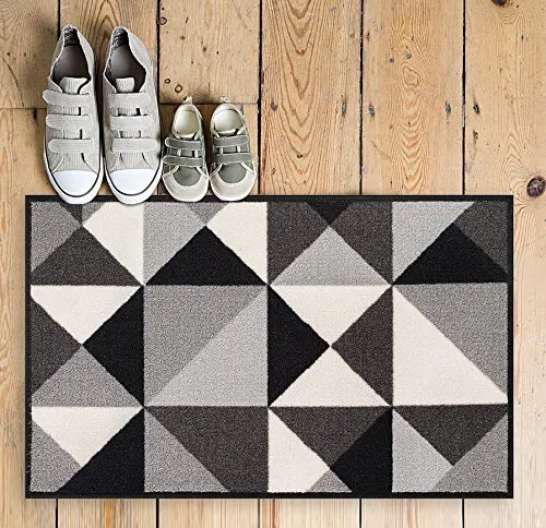 Back Antibacterial 18&quot X 31&quot Door Mat Rug Lex Casual Geo Grey Black White Geometric Indoor Outdoor Kitchen Hallway Entry | Дом и сад