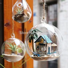 B002 мини романтическая Эгейское diy Кукольный дом Стекло мяч миниатюрный кукольный домик голос светодиодные светильники