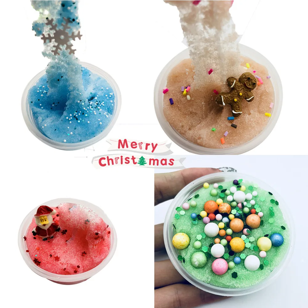 

Fluffy Floam Slime Christmas Snowflake Santa Claus Cloud Slime Scented Kids Clay Toy 60ml DIY Clear Slime Toys Dropshipping