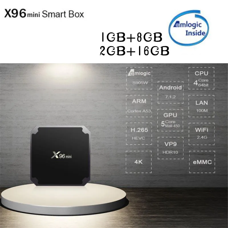 

X96 mini Android 7.1 Smart TV BOX Amlogic S905W 2G DDR3 16G EMMC ROM Set Top Box 4K 3D H.265 Wifi media player TV Receiver