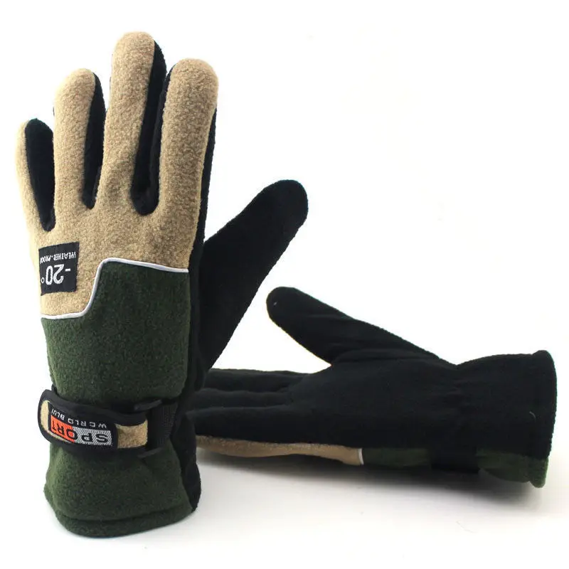 Зимние теплые перчатки для взрослых, флисовые варежки для мужчин и женщин, зимние спортивные, лыжные, сноубордические, мотоциклетные, для вождения - Цвет: Khaki Green