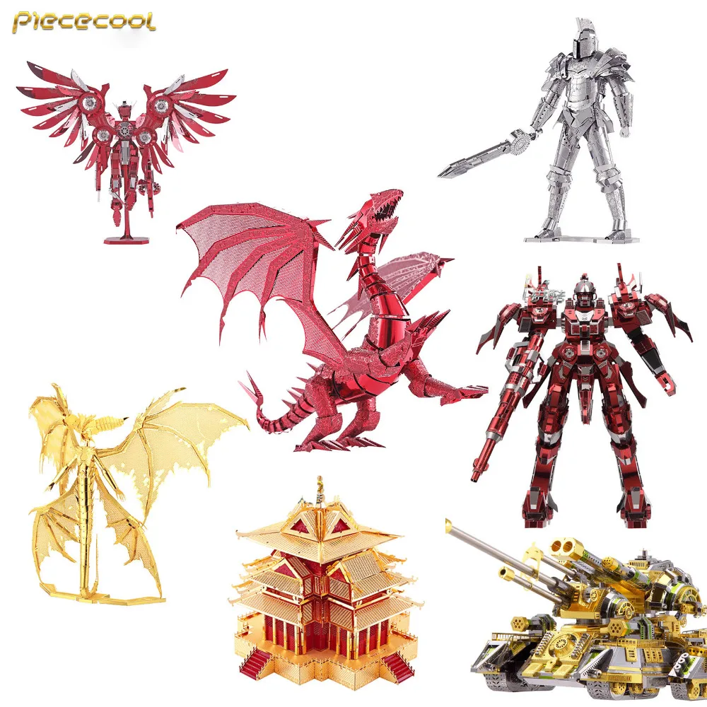 

Piececool 3D Metal Assembly Thunder Red Crane Black Knight Flame Dragon Hurricane Warrior Model Puzzle Creative Toys Children